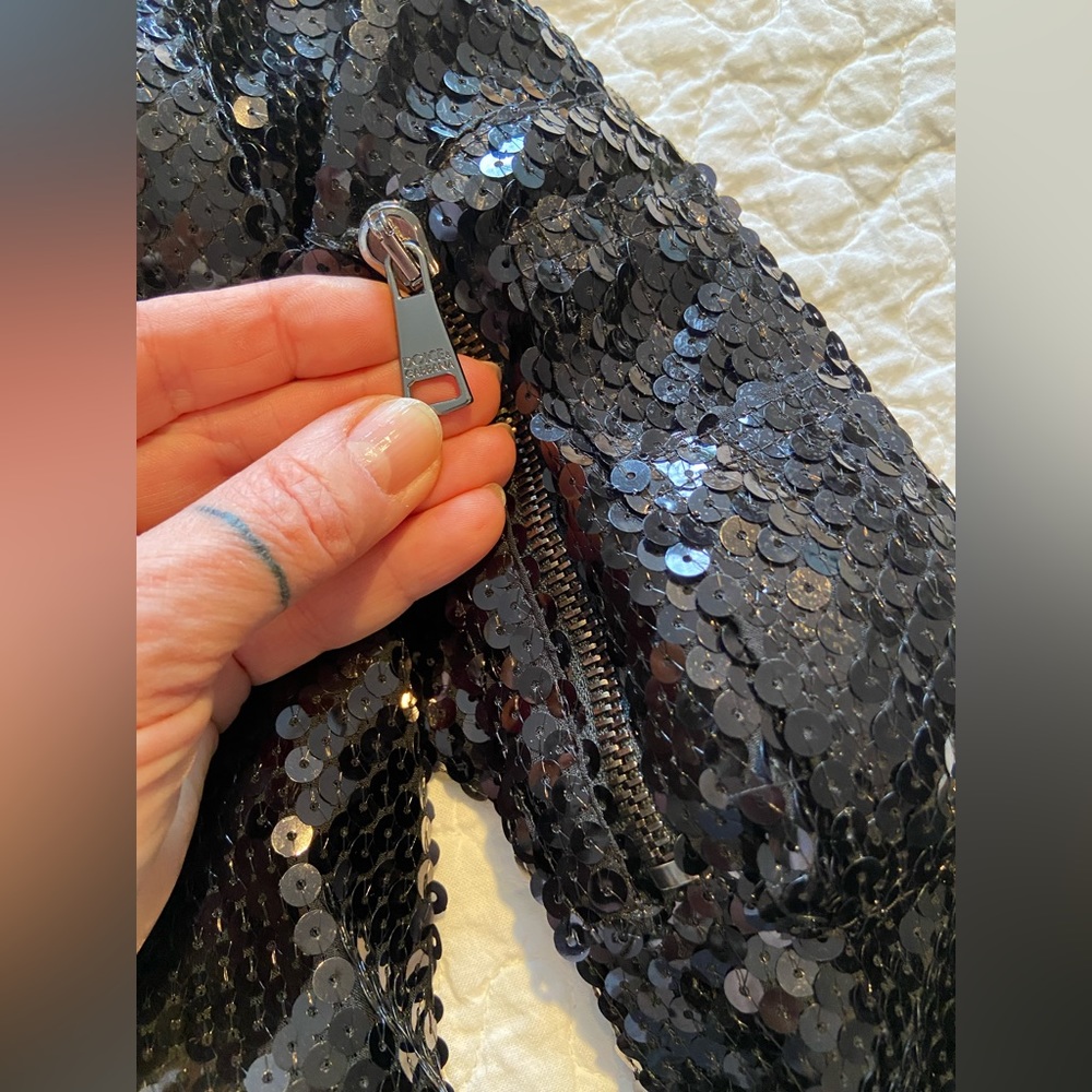 DOLCE & GABBANA Black Sequin Bomber Jacket Size 42 - Picture 8 of 17